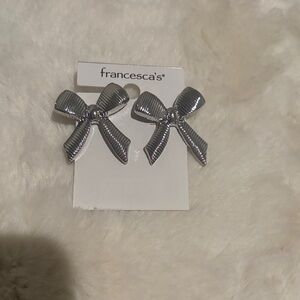 Francesca's Collections Silvertone Bow earrings